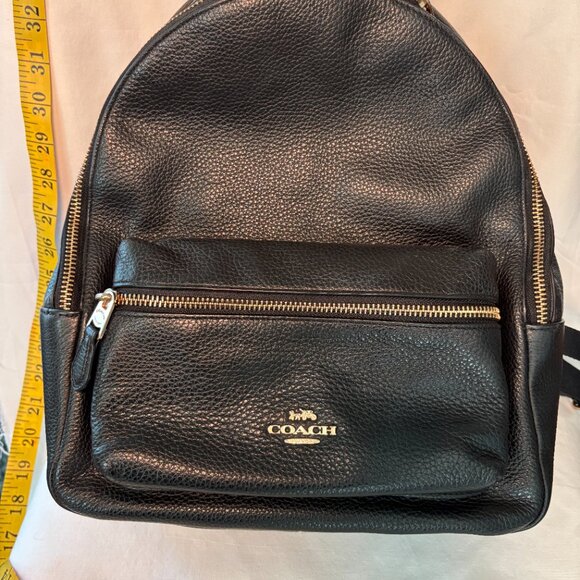 Coach Black Pebbled Leather Mini Charlie Backpack Gold Hardware Luxury - Picture 9 of 9